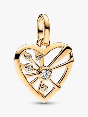 Pandora heart and rays medallion charm.